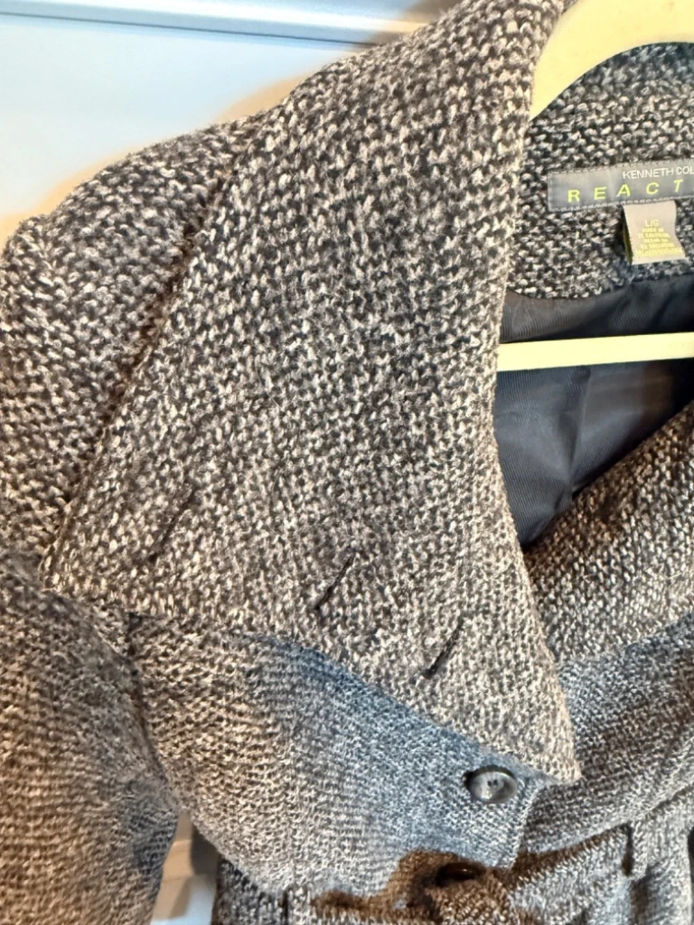 Kenneth Cole wool belted tweed coat